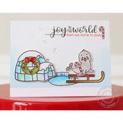 Sunny Studio Stamps Polar Playmates Joy To The World Seal Christmas Card