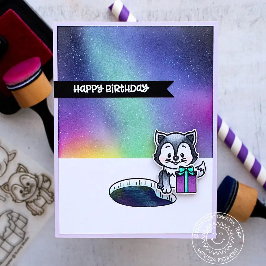 Sunny Studio Stamps Polar Playmates Husky Birthday Card