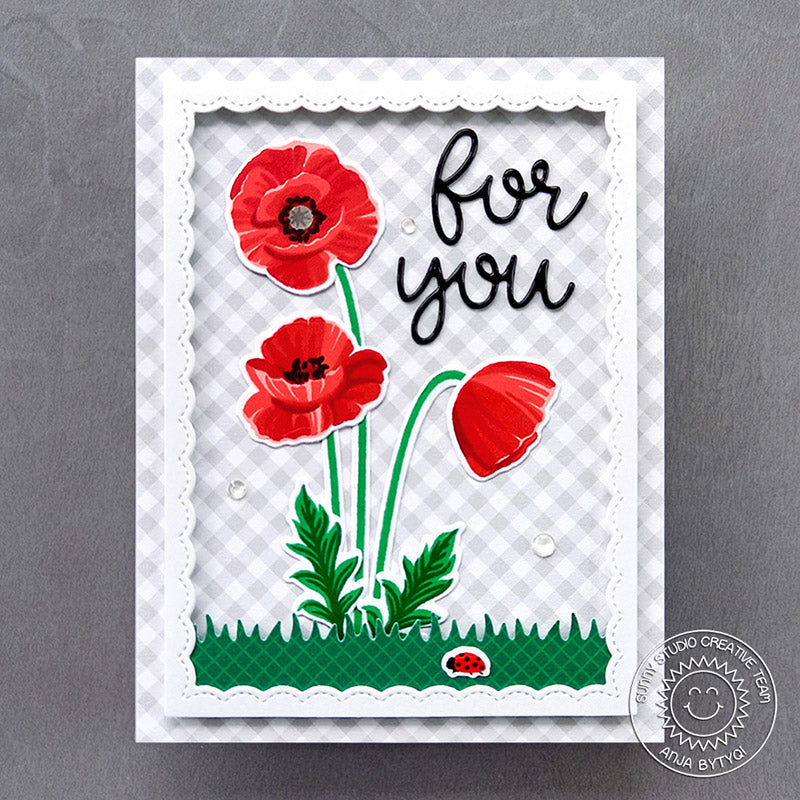 Sunny Studio Poppy Fields 4x6 Clear Photopolymer Poppies Stamps