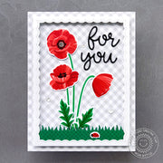 Sunny Studio Red & White Poppies with Ladybug Clean & Simple CAS Card (using Poppy Fields 4x6 Clear Stamps)