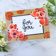 Sunny Studio Stamps Red Poppies on Kraft Paper "For You" Card (using Poppy Fields 4x6 Clear Layering Layered Stamps)