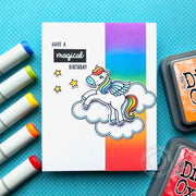 Sunny Studio Stamps Gradient Rainbow Magical Birthday Handmade Card using Prancing Pegasus 2x3 Clear Photopolymer Stamp Set