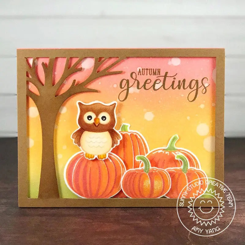 Sunny Studio Stamps Pretty Pumpkins Owl in Pumpkin Patch Card