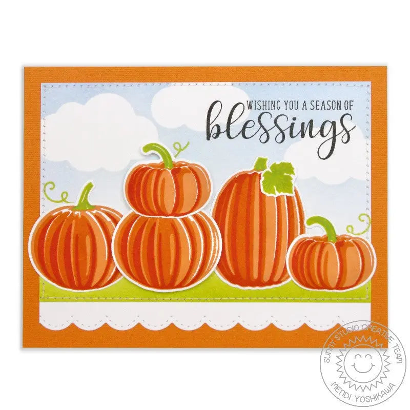 Sunny Studio Stamps Pretty Pumpkins Season of Blessings Fall Card (using Pretty Pumpkins Clear Layering Stamps)