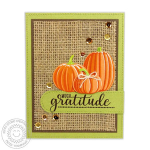 Sunny Studio Stamps: Pretty Pumpkins & Autumn Greetings Fall Pumpkins Burlap Thank You Card