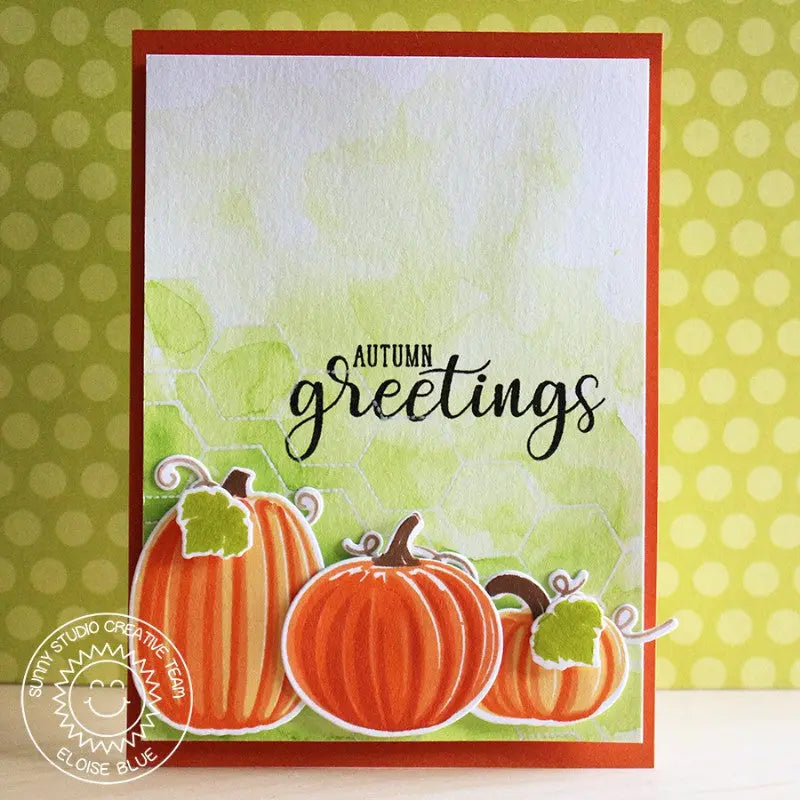Sunny Studio Stamps Autumn Greetings Watercolor Pumpkin Card