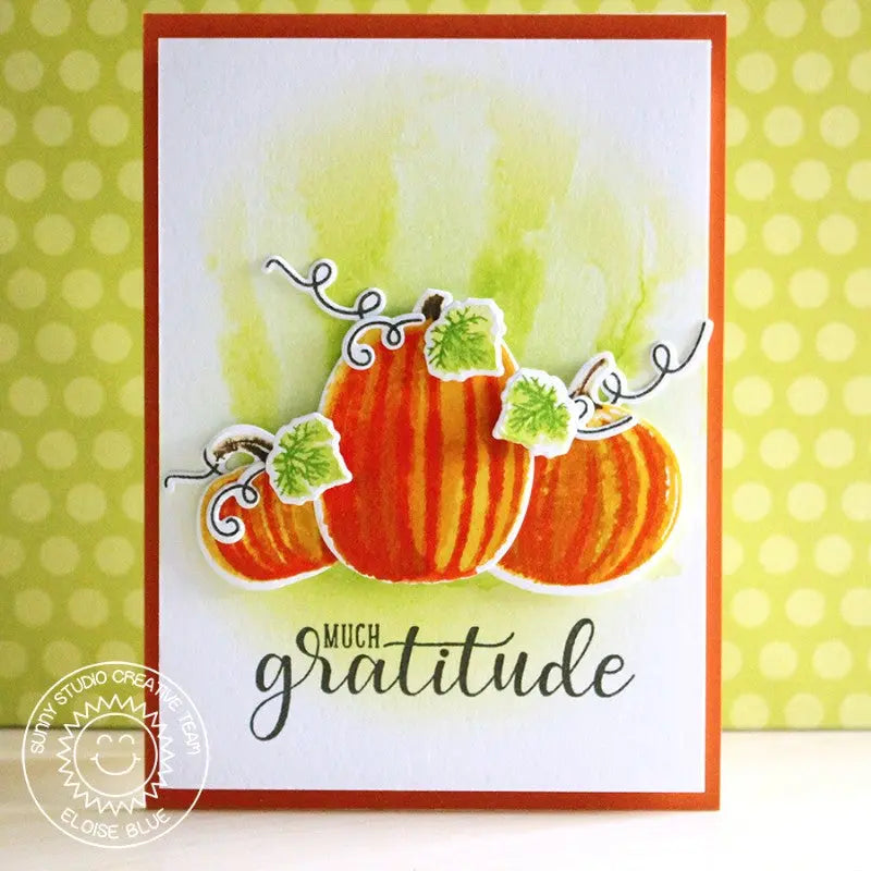 Sunny Studio Stamps Autumn Greetings Watercolor Pumpkin Card by Eloise Blue