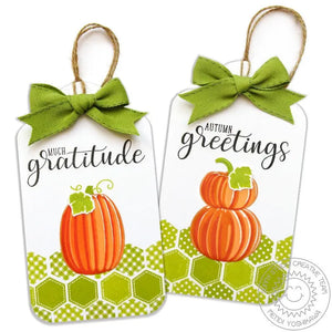 Sunny Studio Stamps Quilted Hexagons Fall Pumpkin Gift Tags