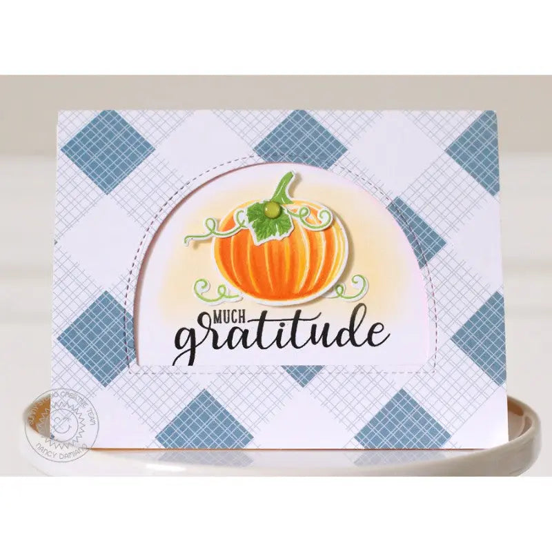Sunny Studio Stamps Pretty Pumpkins Gratitude Arched Window Card