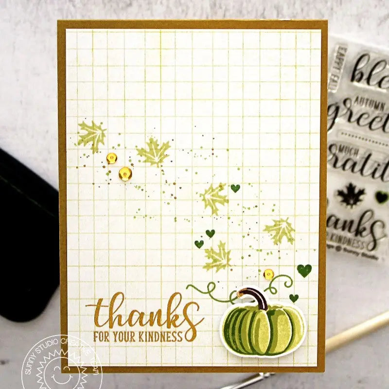 Sunny Studio Stamps: Pretty Pumpkins Green Pumpkin Thank You Card