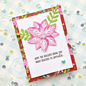 Sunny Studio Stamps Pink & Brown Poinsettia Holiday Christmas Card (using Pristine Poinsettia Metal Cutting Dies)