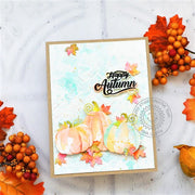 Sunny Studio Stamps Layered Watercolor Pumpkins Happy Autumn Fall Card (using Pumpkin Patch Metal Cutting Dies)