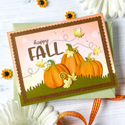 Sunny Studio Stamps Happy Fall Pumpkins & Swirling Leaves Scalloped Autumn Card (using Pumpkin Patch Metal Cutting Dies)