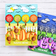 Sunny Studio Stamps Fall Jack O'Lanterns Pumpkins Autumn & Halloween Cards (using Pumpkin Patch Metal Cutting Dies)