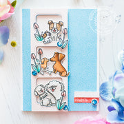 Sunny Studio Stamps Puppy Parents Dogs & Tulips Card (using Window Trio Square Dies)