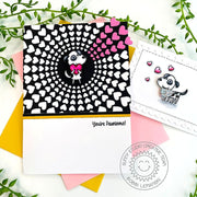 Sunny Studio Stamps Hot Pink, Black & White Punny Dog Valentine's Day Card (using Bursting Hearts Background Cutting Die)