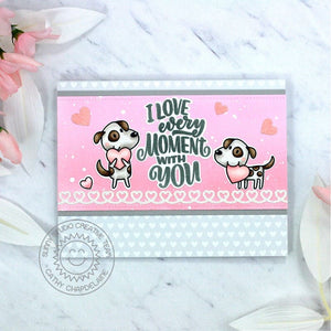 Sunny Studio I Love Every Moment With You Pink Heart Dog Valentine's Day Card (using Puppy Love 2x3 Clear Stamps)