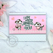 Sunny Studio Stamps I Love Every Moment With You Pink Heart Dog Valentine's Day Card (using Heartstrings Border Cutting Dies)