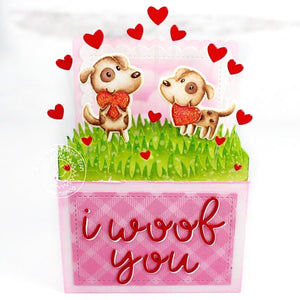 Sunny Studio Stamps I Woof You Punny Dog Pop-up Box Valentine's Day Card (using Loopy Letters Alphabet Metal Cutting Dies)