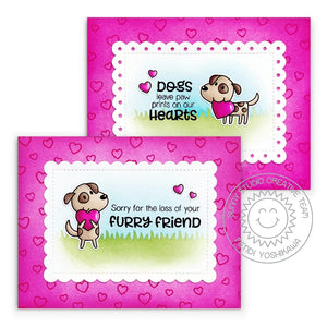 Sunny Studio Hot Pink Scalloped Pet Dog Sympathy Handmade Card Set (using Puppy Love & Pet Sympathy Clear Stamps)