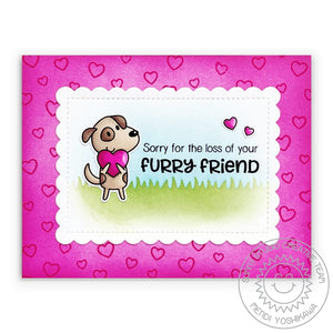 Sunny Studio Stamps Hot Pink Scalloped Dog Pet Sympathy Handmade Card Set (using Puppy Mini Mat & Tag 1 Metal Cutting Dies)