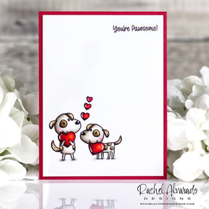 Sunny Studio You're Pawsome Punny Dog Themed CAS Clean & Simple Valentine's Day Card (using Puppy Love 2x3 Clear Stamps)