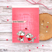 Sunny Studio You're Pawesome Dogs Holding Hearts Red & Pink Valentine's Day Card (using Charming City 4x6 Clear Stamps)