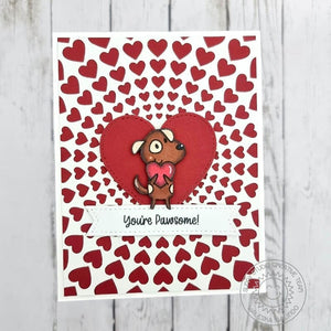 Sunny Studio Standing Dog Hugging Heart You're Pawsome Punny Valentine's Day Card (using Puppy Love 2x3 Clear Stamps)