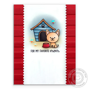 Sunny Studio Stamps Puppy Dog Kisses Chihuahua Red Striped Dog House Card by Mendi Yoshikawa