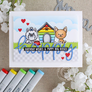 Sunny Studio Stamps Puppy Parents Dog Birthday Card with Rainbow Dog House