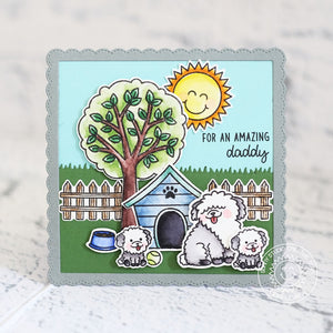 Sunny Studio Stamps Puppy Parents Dog with Doghouse Scene Card by Lexa Levana