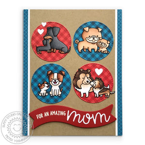 Sunny Studio Stamps Gingham Dog Themed Mother's Day Card (using Staggered Circle Metal Cutting Dies)