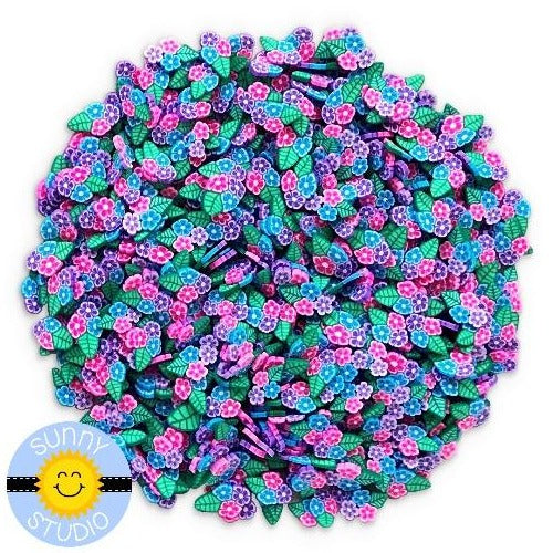Sunny Studio Purple Posy Confetti Mini Clay Flower Embellishments