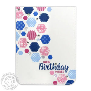 Sunny Studio Stamps Quilted Hexagons Pink, Blue & Navy Birthday Card