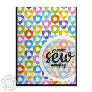 Sunny Studio Stamps Quilted Hexagons You Are Sew Amazing Rainbow Card