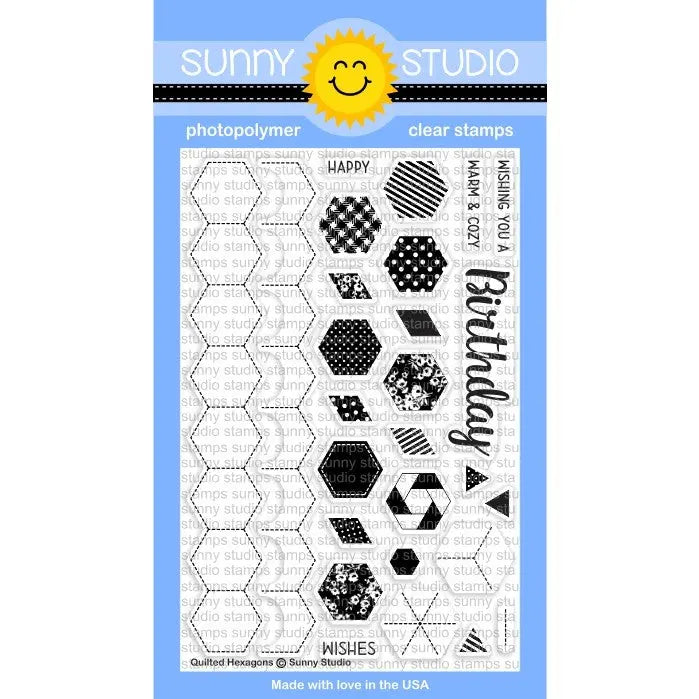 Sunny Studio Stamps Quilted Hexagons 4x6 Background Builder Photopolymer Clear Stamp Set