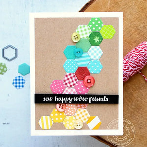 Sunny Studio Stamps Quilted Hexagon Rainbow Quilt Card by Vanessa Menhorn