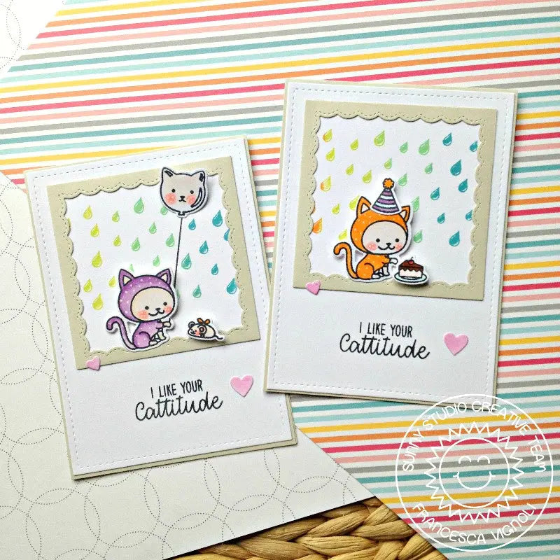 Sunny Studio Stamps Purrfect Birthday Polka-dot Kitty Cat Card Set