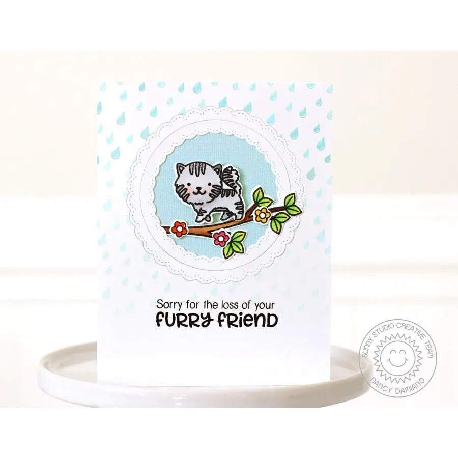 Sunny Studio Stamps Rain Showers Pet Sympathy Kitty Cat Card