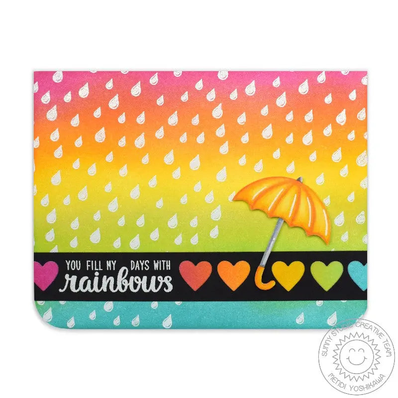 Sunny Studio Stamps Rain Showers You Fill My Days with Rainbows Umbrella Card by Mendi Yoshikawa