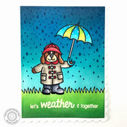 Sunny Studio Stamps Let's Weather It Together Dog Holding Umbrella in Rain Storm Card (using Rain or Shine Clear Stamps)