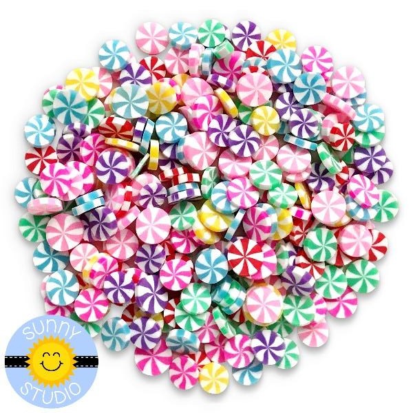 Sunny Studio Stamps Rainbow Swirl Candy Clay Candies Confetti Embellishments for Shaker Cards, Scrapbooking & Paper Crafts