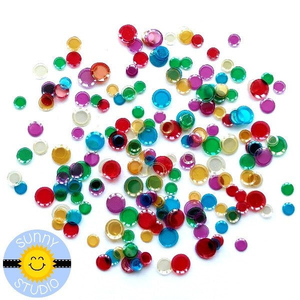 Sunny Studio Stamps 4mm, 5mm and 6mm Cupped Transparent Rainbow Confetti Mix
