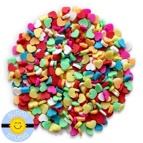 Sunny Studio Mini Rainbow Heart Confetti Clay Sprinkles Embellishments for Shaker Cards