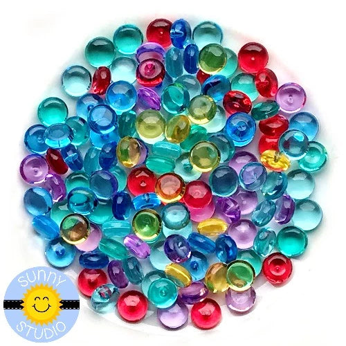 Sunny Stamps Rainbow Transparent Crystal Droplets 6mm Drops for Embellishing Cards, Paper Crafts & Scrapbooking