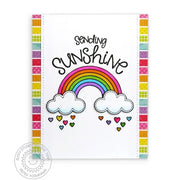 Sunny Studio Stamps Rain or Shine Sending Sunshine Rainbow with Clouds Striped Card