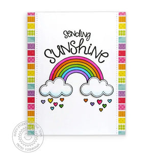 Sunny Studio Stamps Sunny Sentiments Sending Sunshine Rainbow with Clouds & Heart Raindrops Card