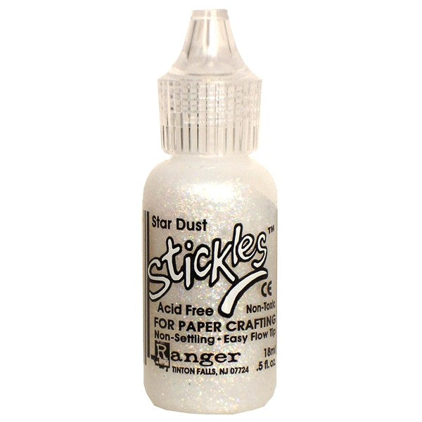 Sunny Studio Stamps: Ranger Ink Stickles Glitter Glue Clear Stardust .5 fl. oz. / 18 ml