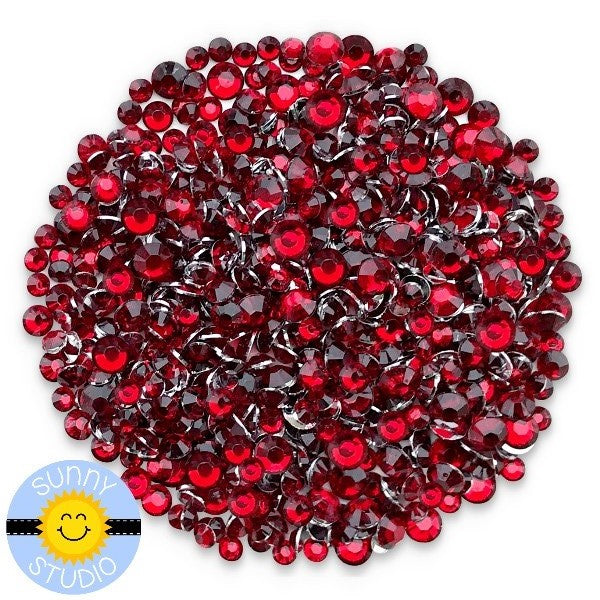 Sunny Studio Stamps Transparent Dark Red Garnet Jewels Rhinestones Crystals- 3mm, 4mm & 5mm