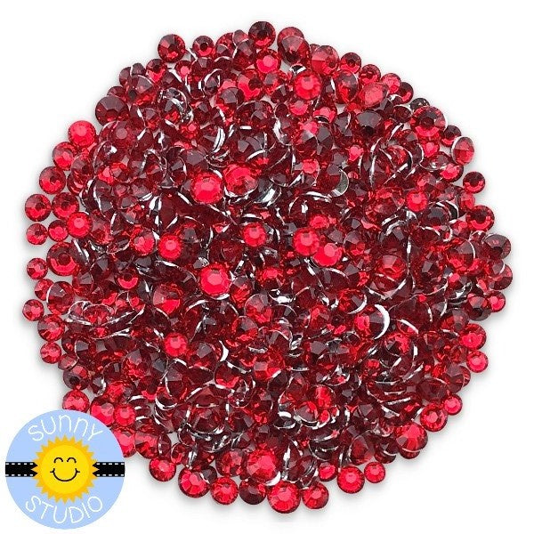 Sunny Studio Stamps Transparent Red Zircon Jewels Gems Rhinestones Crystals- 3mm, 4mm & 5mm
